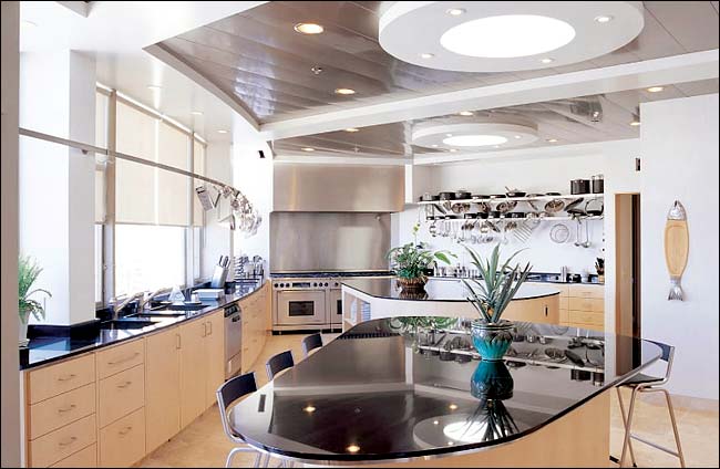 An AgION-Coated Steel Kitchen in the first-of-a-kind antimicrobial house built by a Middletown, Ohio, company named AK Steel, in Simi Valley, Los Angeles, California, October 2003.